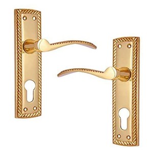 "Cainan" Brass Door Handle with Plate 